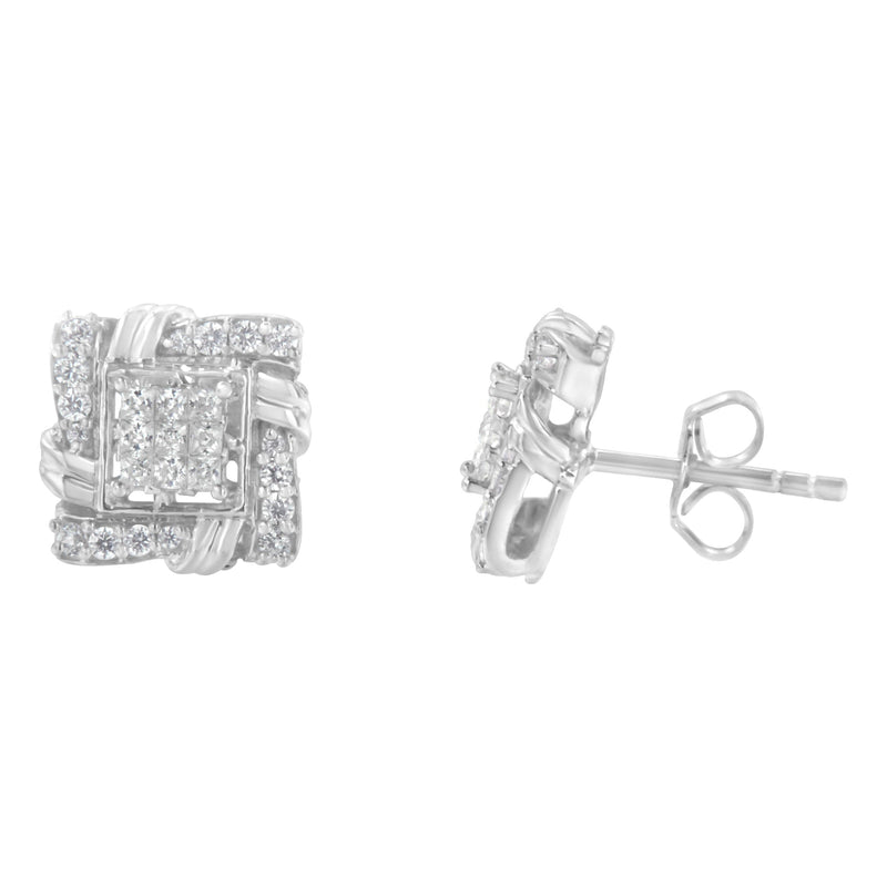 Bids.com .925 Sterling Silver 1/2 Cttw Round-Cut Diamond Stud Earrings (I-J Color, I1-I2 Clarity) Earrings