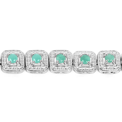 Bids.com 2.40 Carat Genuine Emerald .925 Sterling Silver Bracelet Bracelets