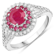 Bids.com 1.95 Carat Genuine Ruby and White Diamond 14K White Gold Ring Rings