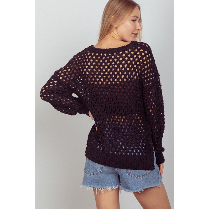 VERY J Openwork Slit Knit Cover Up