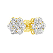 Bids.com 14K Yellow Gold 1.0 Cttw Diamond Flower Earring (J-K Color, I1-I2 Clarity) Earrings