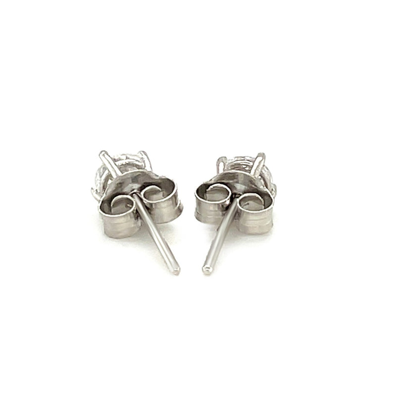 Bids.com Sterling Silver 4mm Faceted White Cubic Zirconia Stud Earrings Earrings