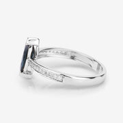 Bids.com 1.44 Carat Genuine Blue Sapphire and White Diamond 14K White Gold Ring Rings