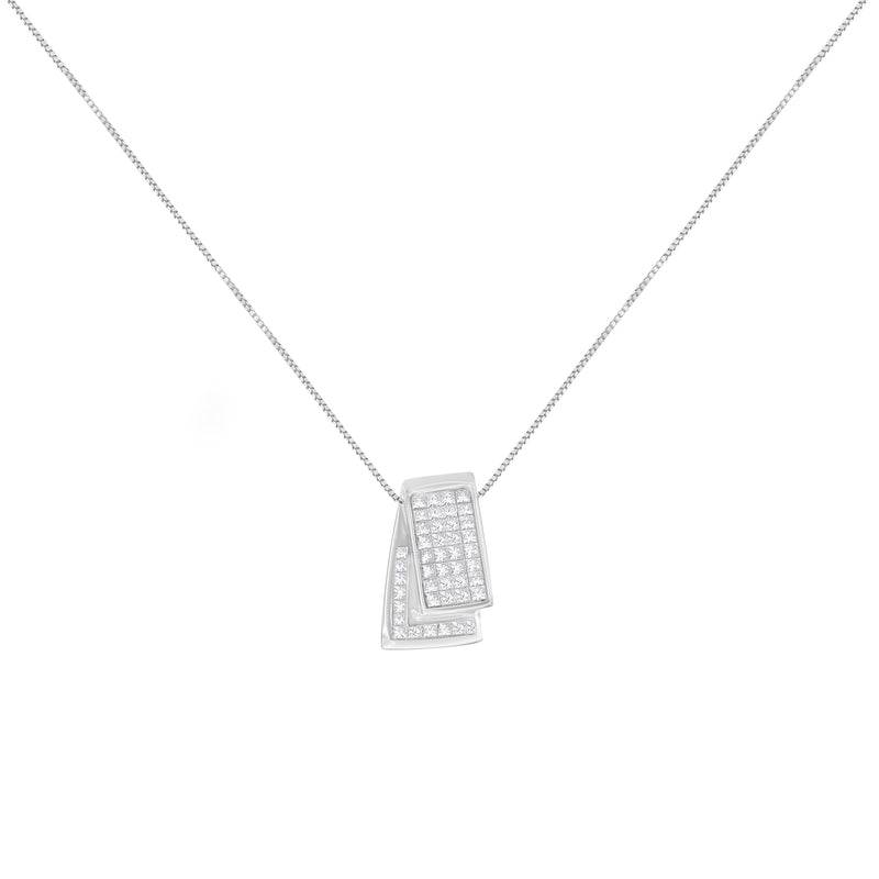 Bids.com 14KT White Gold Diamond Box Pendant Necklace (1 cttw, H-I Color, SI2-I1 Clarity) Necklaces