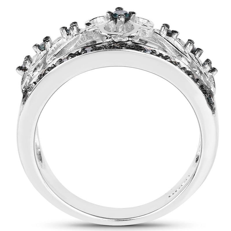 Bids.com 0.31 Carat Genuine Blue Diamond .925 Sterling Silver Ring Rings