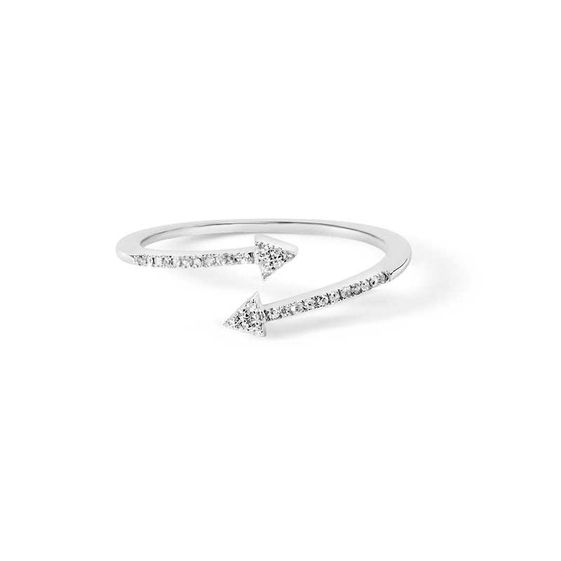 Bids.com .925 Sterling Silver 1/5 Cttw Diamond Double Arrowhead Open Ring (I-J Color, I2-I3 Clarity) - Ring Size 6 Rings