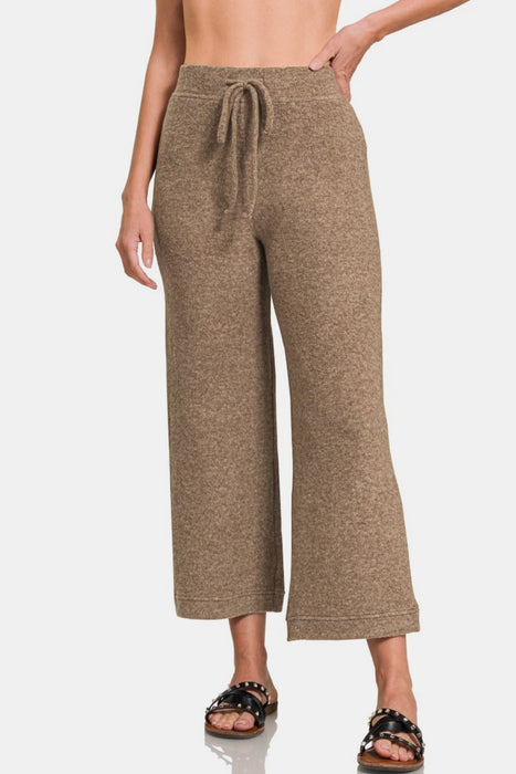 Drawstring Hacci Cropped Pants