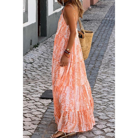 Printed Scoop Neck Maxi Cami Dress