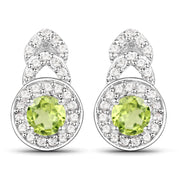 Bids.com 2.68 Carat Genuine Peridot and White Topaz .925 Sterling Silver Jewelry Set Jewelry Sets
