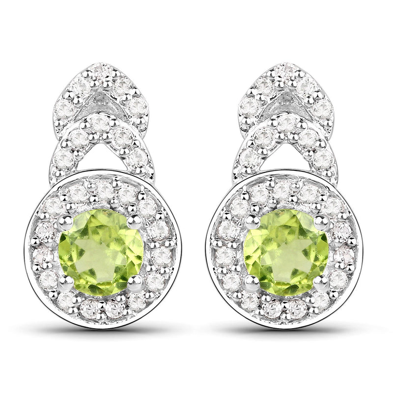 Bids.com 2.68 Carat Genuine Peridot and White Topaz .925 Sterling Silver Jewelry Set Jewelry Sets