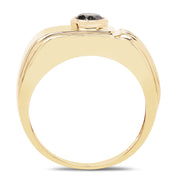 Bids.com 14K Yellow Gold Plated 0.25 Carat Genuine Black Diamond .925 Sterling Silver Ring Rings