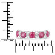 Bids.com 1.61 Carat Genuine Ruby and White Diamond 14K White Gold Ring Rings
