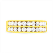 Bids.com 10K Yellow Gold Two-Row Diamond Band Ring (1 Cttw, J-K Color, I1-I2 Clarity) - Size 6 Rings