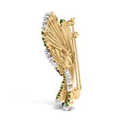 Bids.com 18K Yellow Gold 2 1/3 Cttw Diamond, Sapphire, and Emerald Sculpted Petal Brooch Pin (G-H Color, VS1-VS2 Clarity) Accessories