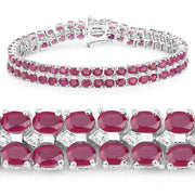 Bids.com 20.03 Carat Glass Filled Ruby and White Topaz .925 Sterling Silver Bracelet Bracelets
