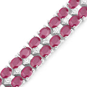 Bids.com 20.03 Carat Glass Filled Ruby and White Topaz .925 Sterling Silver Bracelet Bracelets