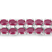 Bids.com 20.03 Carat Glass Filled Ruby and White Topaz .925 Sterling Silver Bracelet Bracelets