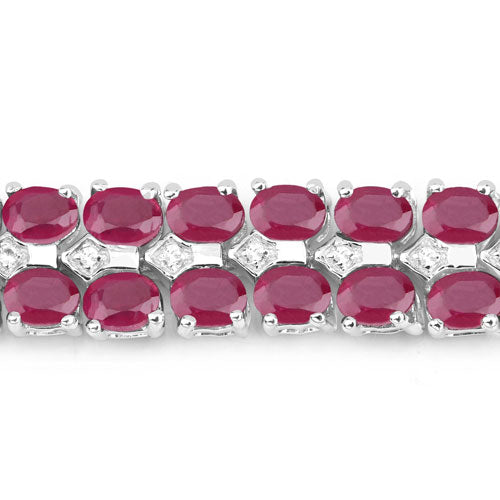 Bids.com 20.03 Carat Glass Filled Ruby and White Topaz .925 Sterling Silver Bracelet Bracelets