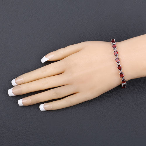 Bids.com 15.30 Carat Genuine Garnet .925 Sterling Silver Bracelet Bracelets