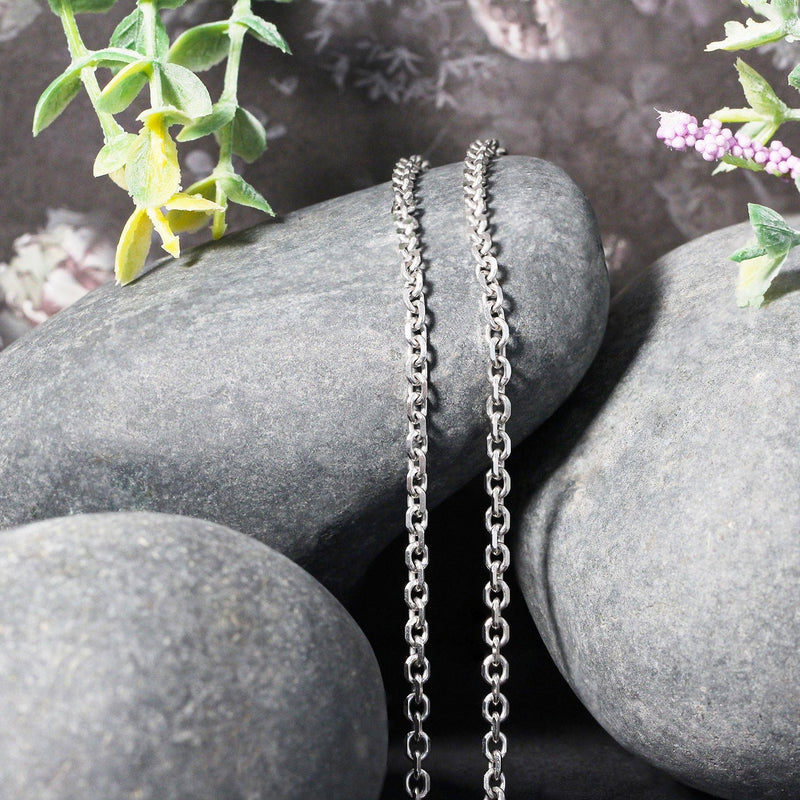Bids.com 14k White Gold Diamond Cut Cable Link Chain (2.90 mm) Necklaces