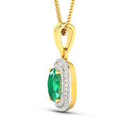 Bids.com 1.50 Carat Genuine Zambian Emerald and White Diamond 14K Yellow Gold Pendant Pendants