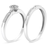 Bids.com .925 Sterling Silver Diamond Accent Frame Twist Shank Bridal Set Ring and Band (I-J Color, I3 Clarity) - Size 7 Rings