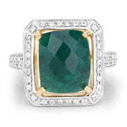 Bids.com 5.18 Carat Dyed Emerald and White Topaz .925 Sterling Silver Ring Rings