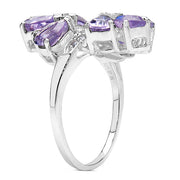 Bids.com 3.08 Carat Genuine Amethyst & White Topaz .925 Sterling Silver Ring Rings