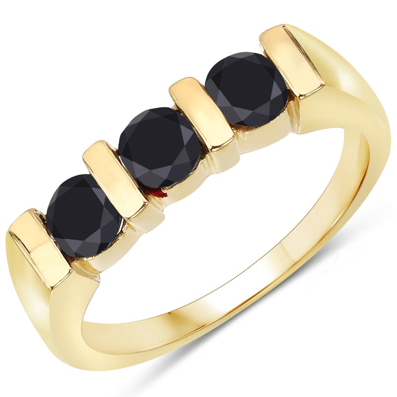 Bids.com 1.20 Carat Genuine Black Diamond .925 Sterling Silver Ring Rings
