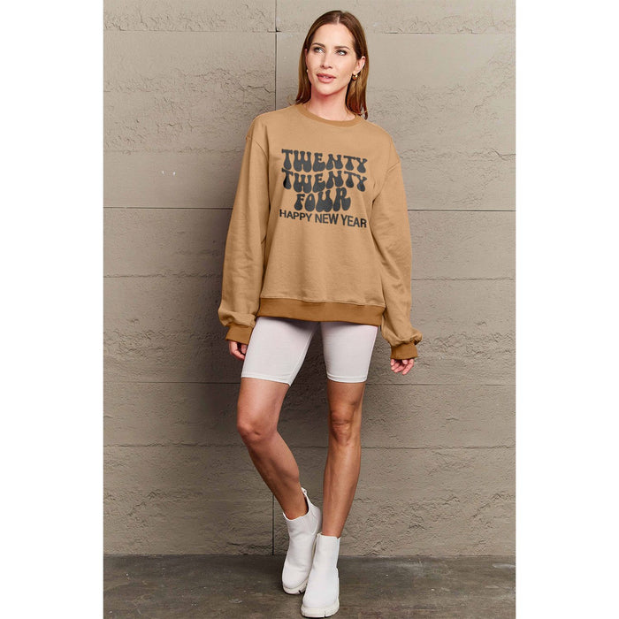 Simply Love TWENTY TWENTY FOUR HAPPY NEW YEAR Dropped Shoulder Sweatshirt