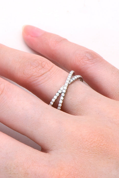 Moissanite 925 Sterling Silver Crisscross Ring