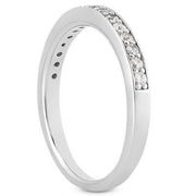 Bids.com 14k White Gold Pave Diamond Wedding Ring Band Set 1/2 Around Rings