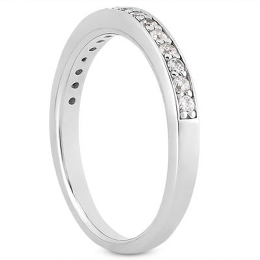 Bids.com 14k White Gold Pave Diamond Wedding Ring Band Set 1/2 Around Rings