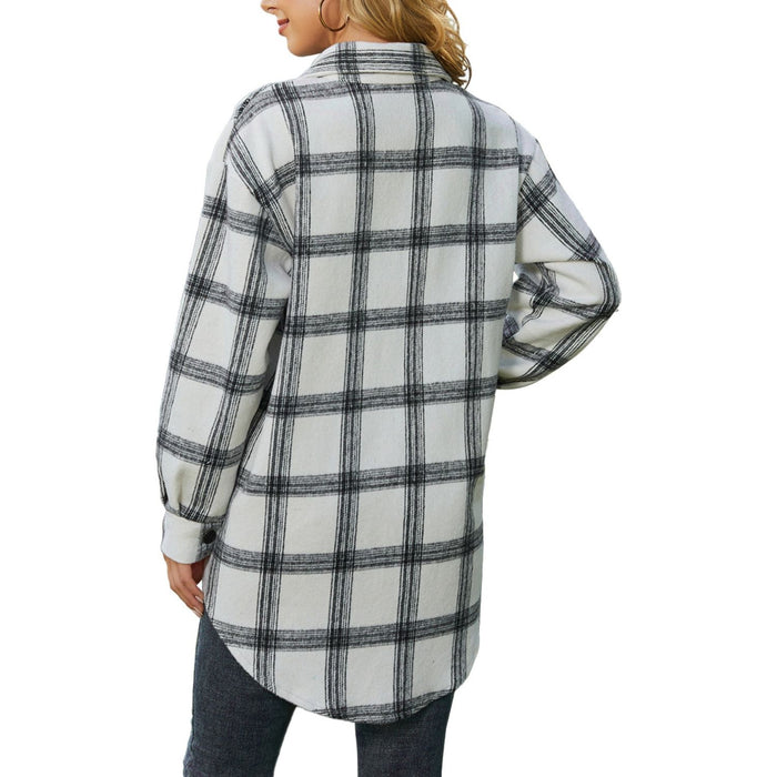 Plaid Collared Neck Long Sleeve Shacket