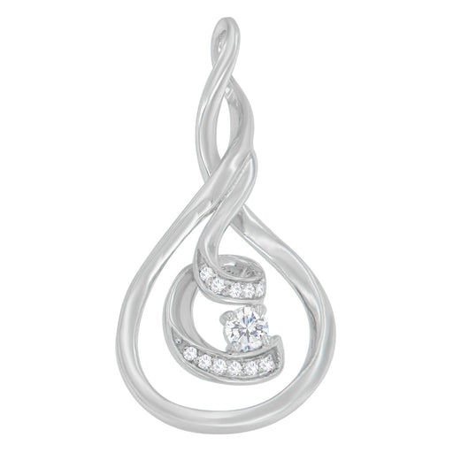 Bids.com Espira 10K White Gold 1/8 cttw Round Cut Diamond Layered Spiral Pendant Necklace (I-J, I1-I2) Necklaces