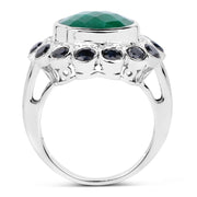 Bids.com 6.88 Carat Dyed Emerald & Blue Sapphire .925 Sterling Silver Ring Rings