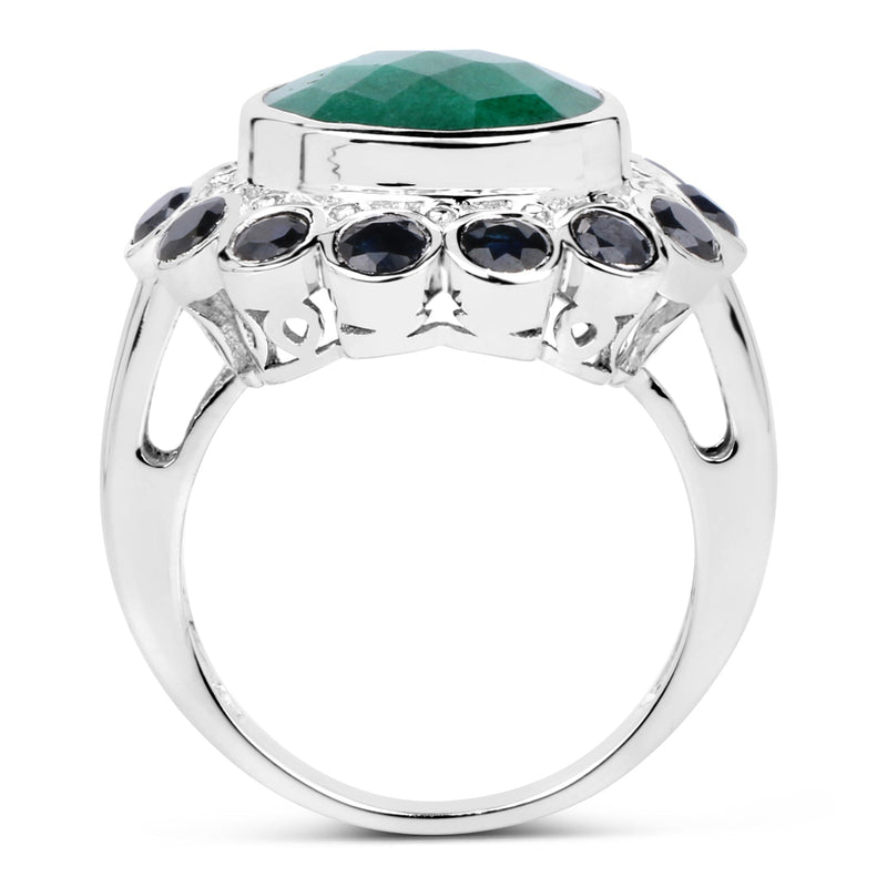Bids.com 6.88 Carat Dyed Emerald & Blue Sapphire .925 Sterling Silver Ring Rings