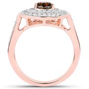 Bids.com 1.64 Carat Genuine Chocolate Brown Diamond and White Diamond 18K Rose Gold Ring Rings