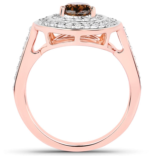 Bids.com 1.64 Carat Genuine Chocolate Brown Diamond and White Diamond 18K Rose Gold Ring Rings