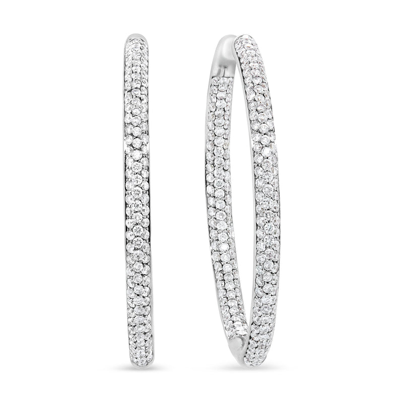 Bids.com 18K White Gold 2.00 Cttw Round-Cut Diamond Inner-Outer Hoop Earrings (F-G Color, VS1-VS2 Clarity) Earrings
