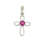 Bids.com .22ct Ruby Cross Religious Pendant 10KT White Gold Pendants