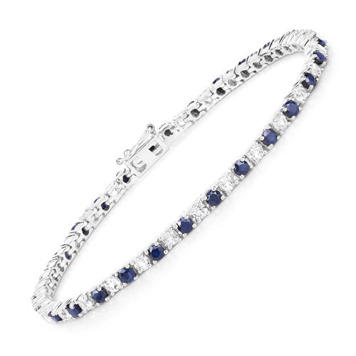 Bids.com 6.87 ct. t.w. Blue Sapphire and White Topaz Bracelet in Sterling Silver Bracelets