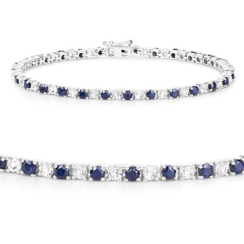Bids.com 6.87 ct. t.w. Blue Sapphire and White Topaz Bracelet in Sterling Silver Bracelets