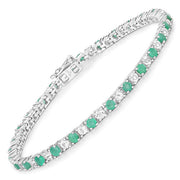 Bids.com 5.77 Carat Genuine Emerald and White Topaz .925 Sterling Silver Bracelet Bracelets
