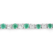 Bids.com 5.77 Carat Genuine Emerald and White Topaz .925 Sterling Silver Bracelet Bracelets