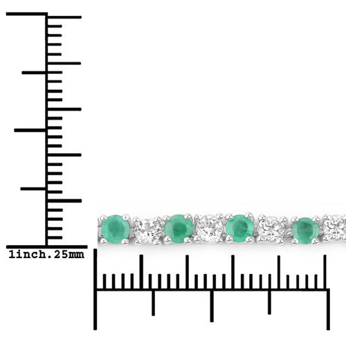 Bids.com 5.77 Carat Genuine Emerald and White Topaz .925 Sterling Silver Bracelet Bracelets