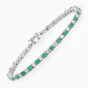 Bids.com 5.77 Carat Genuine Emerald and White Topaz .925 Sterling Silver Bracelet Bracelets