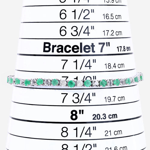 Bids.com 5.77 Carat Genuine Emerald and White Topaz .925 Sterling Silver Bracelet Bracelets
