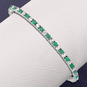 Bids.com 5.77 Carat Genuine Emerald and White Topaz .925 Sterling Silver Bracelet Bracelets