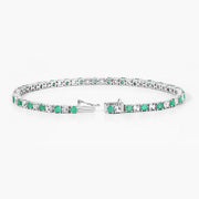 Bids.com 5.77 Carat Genuine Emerald and White Topaz .925 Sterling Silver Bracelet Bracelets